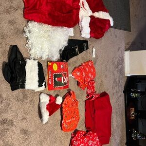 Santa Suit all pieces including six Santa bags and blanket